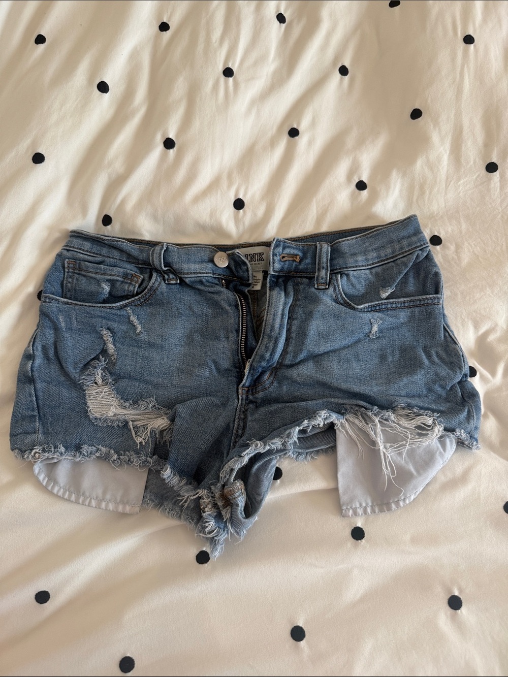 PINK Denim Cutoff Distressed Women's Shorts - Blue